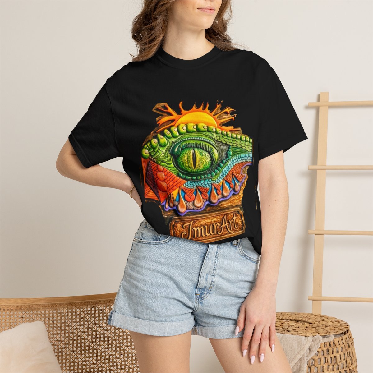 Alligator Eye Graphic T-Shirt — Colorful Sun &amp; Scales Art Tee