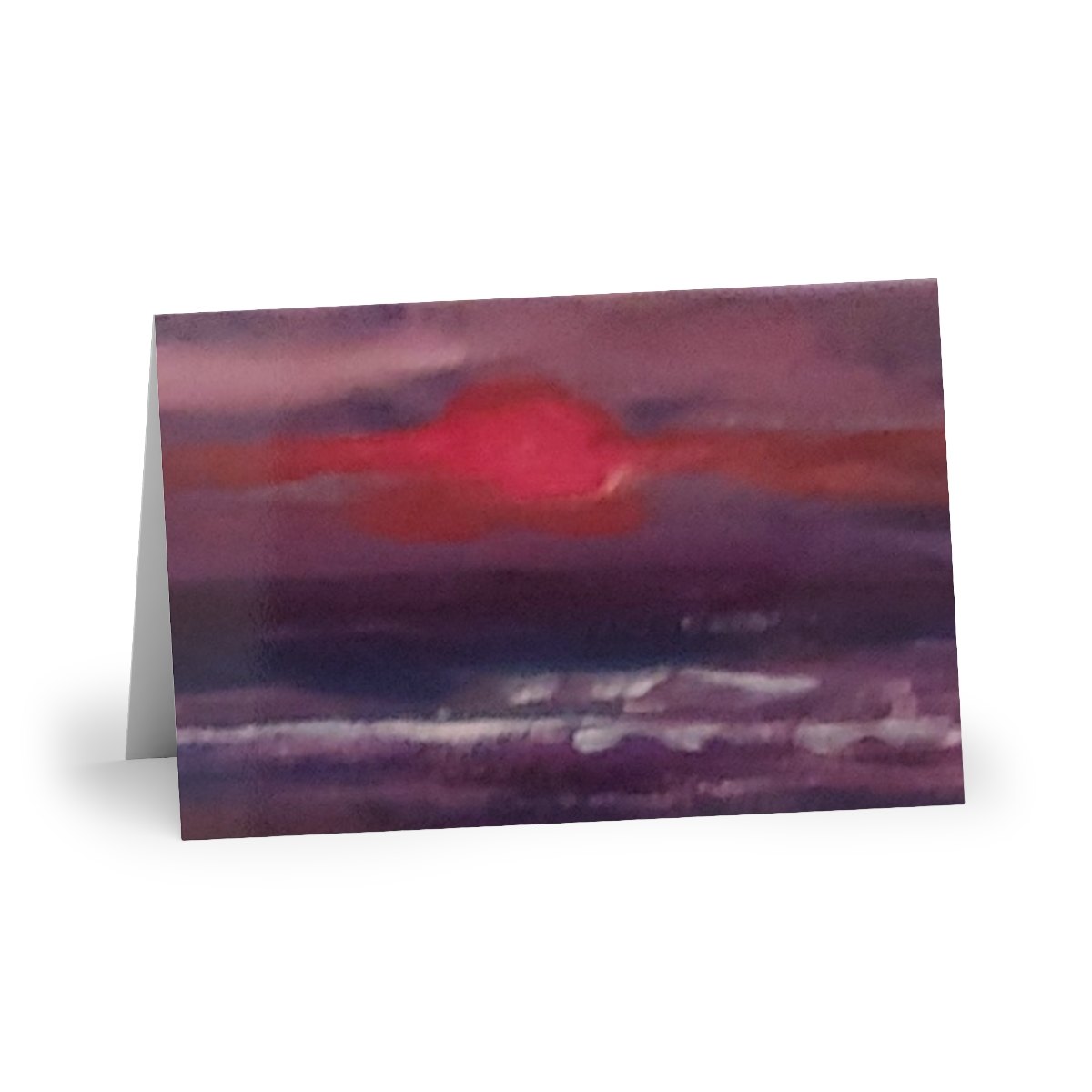 Abstract Sunset Greeting Card — Purple &amp; Red Evening Landscape (Blank Inside)
