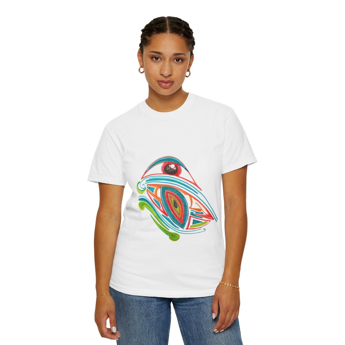 Abstract Eye Graphic T-Shirt — Colorful Psychedelic Tribal Eye Design