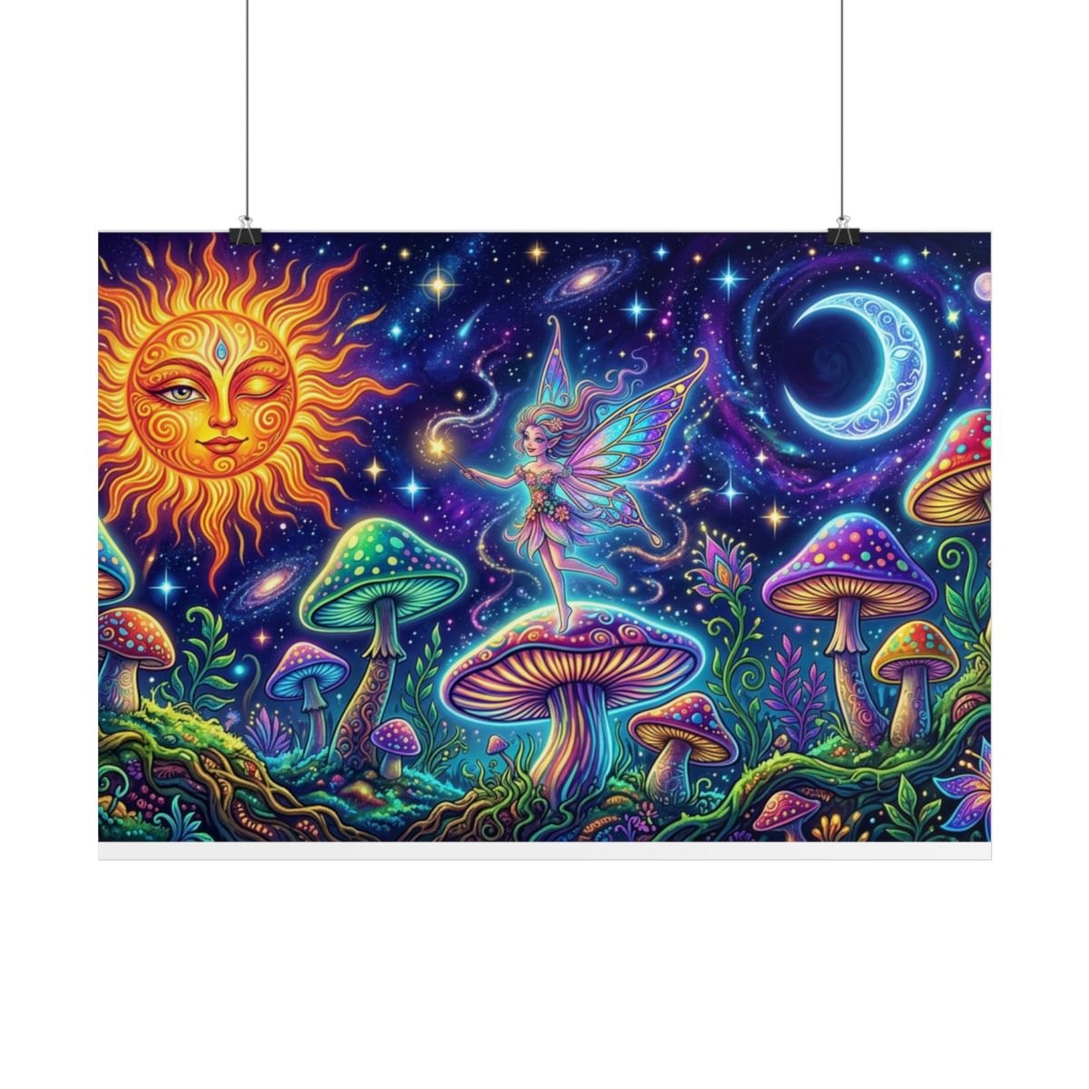 Psychedelic Fairy Mushroom Poster