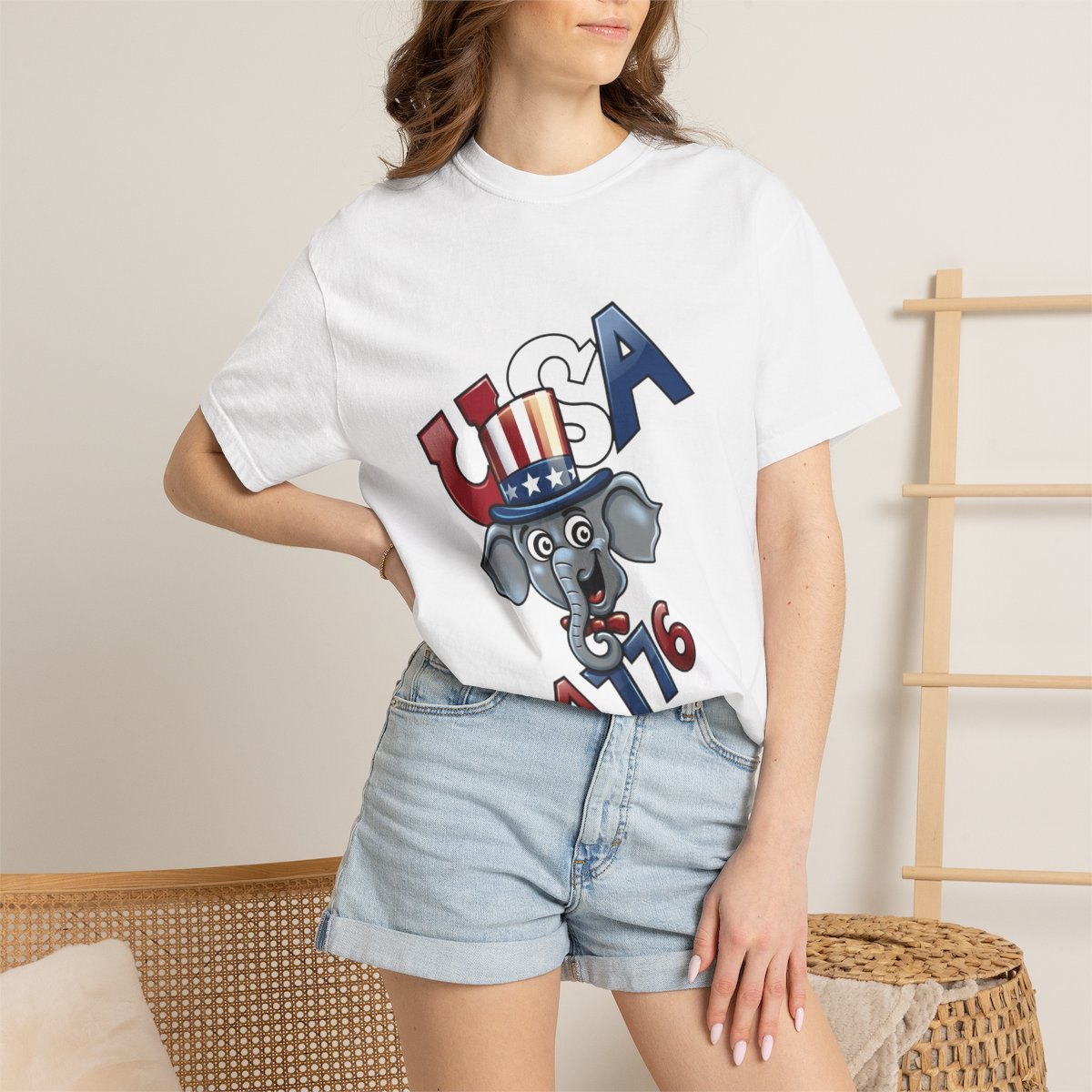 USA Elephant Graphic T-Shirt — 1776 Patriotic Fourth of July Tee