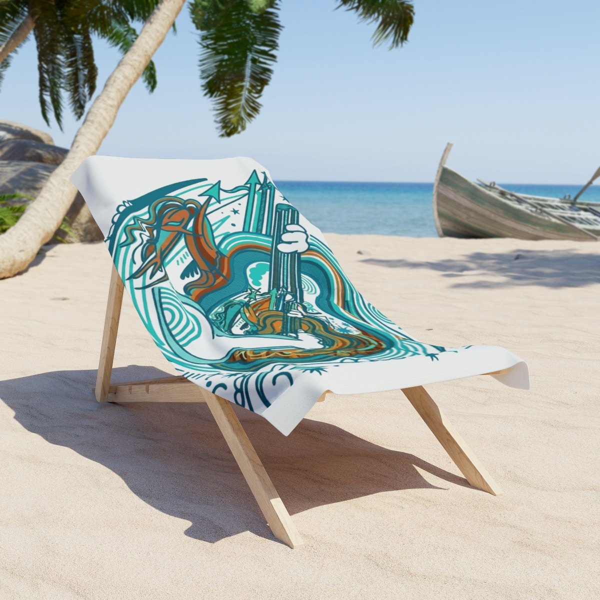 Mermaid Guitar Beach Towel — Boho Surf Music Beach Towel
