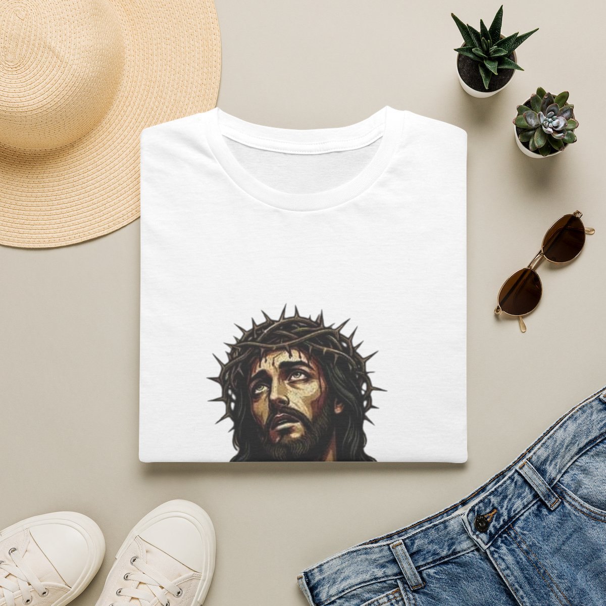 Jesus Portrait T-Shirt – 'I AM' Christian Faith Tee