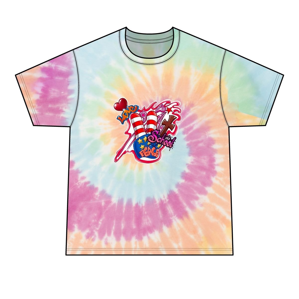 Tie-Dye Tee — Retro American Flag Surf Graphic