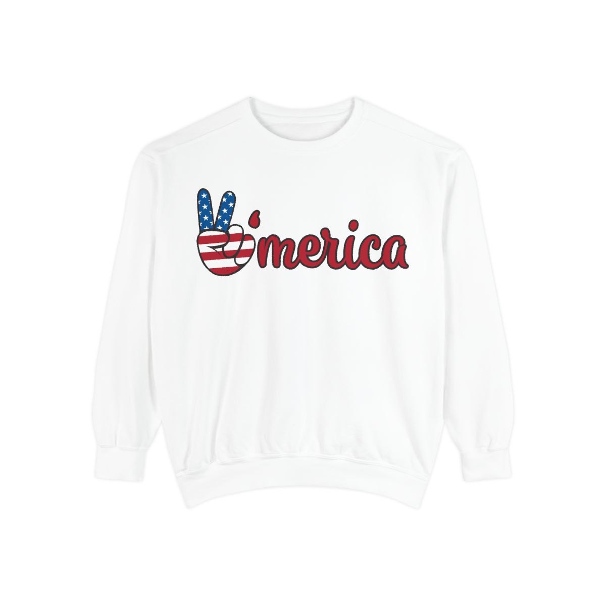 'Merica Flag Peace Sign Sweatshirt — Patriotic 4th of July Crewneck
