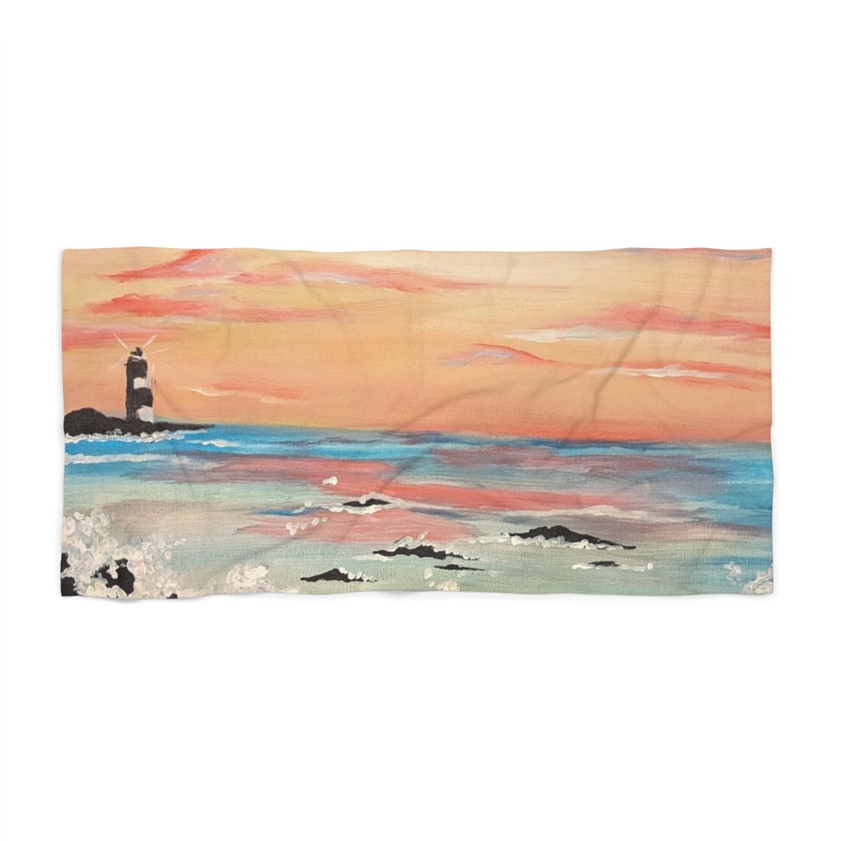Beach Towel - Sunset Lighthouse Seascape Beach Towel