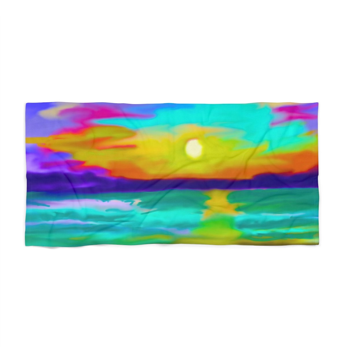 Vibrant Sunset Beach Towel — Colorful Tropical Waves Design