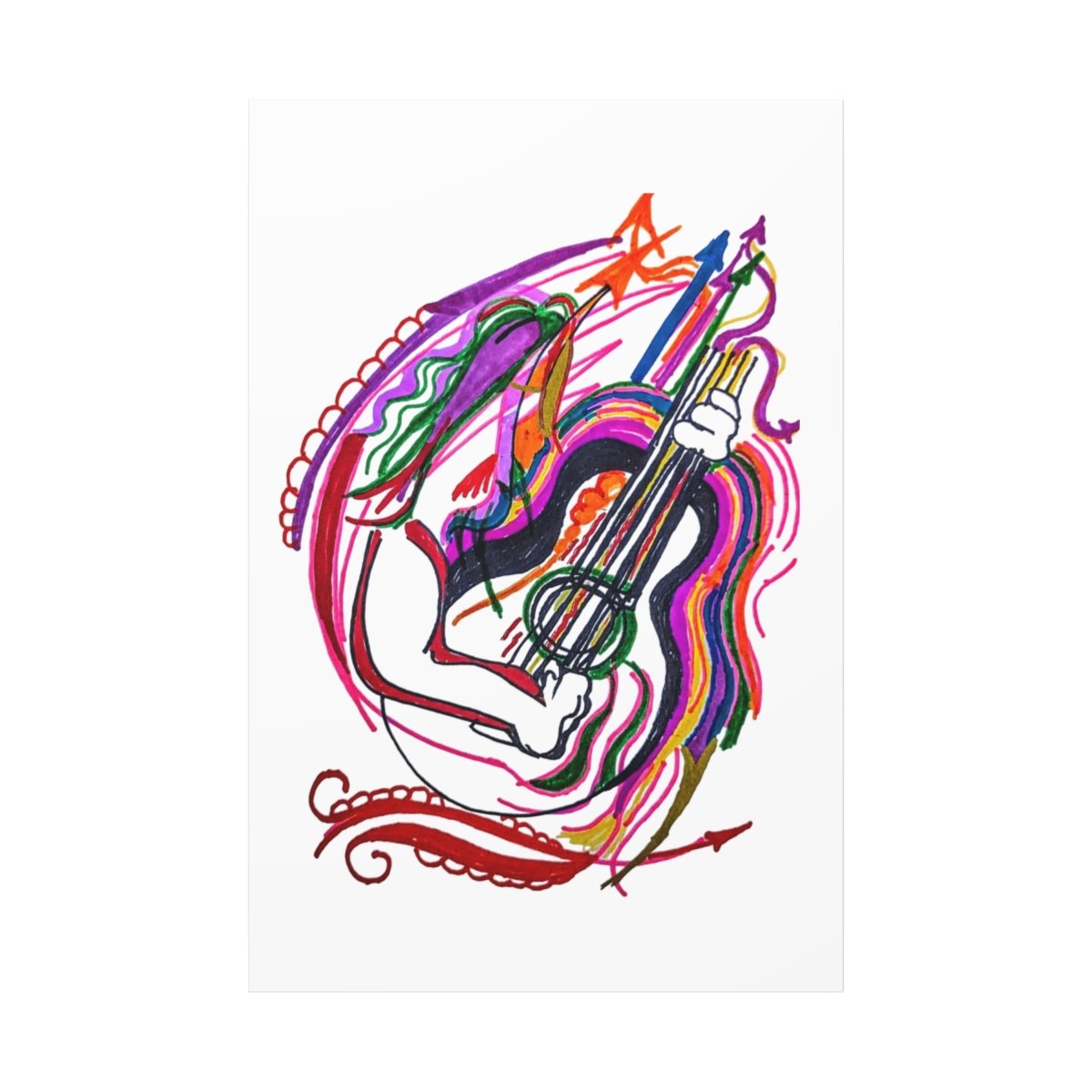 Colorful Guitar Art Matte Canvas — Abstract Music Wall Decor