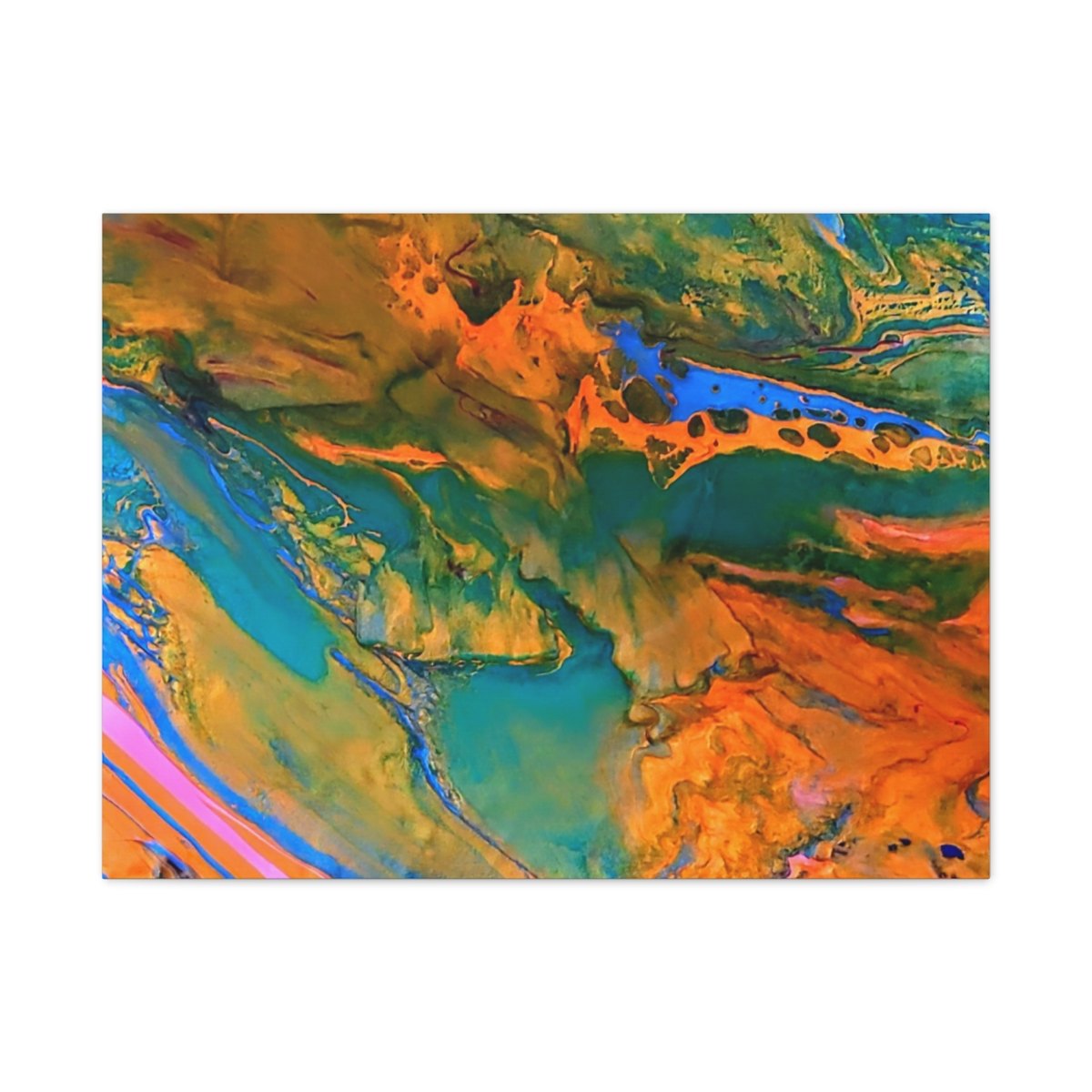 Abstract Color Wave Canvas Print — Vibrant Orange &amp; Teal Matte Stretched Art