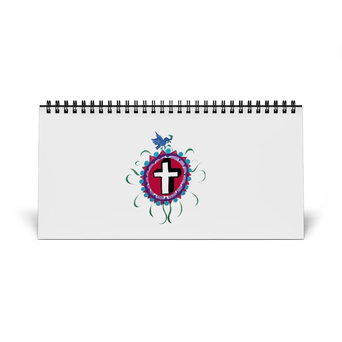 Simplex Desk Calendar 2025 - Inspirational Design with Cross and Bird Motif