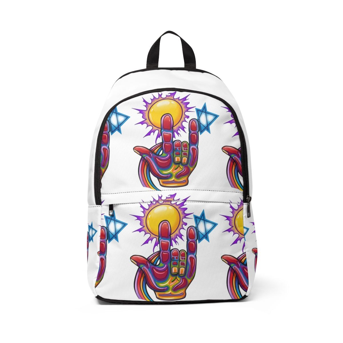 Backpack • Colorful Judaica Hand &amp; Menorah Pattern Daypack