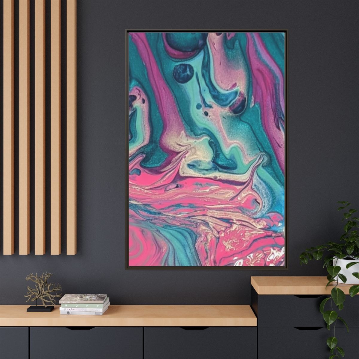 Abstract Marble Swirl Framed Canvas