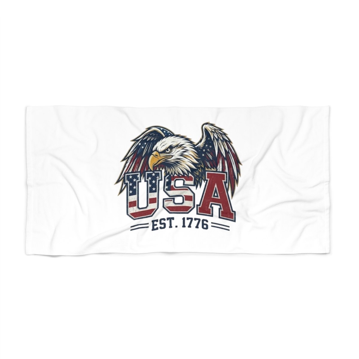 USA Eagle Beach Towel — Patriotic Est. 1776 American Flag Design