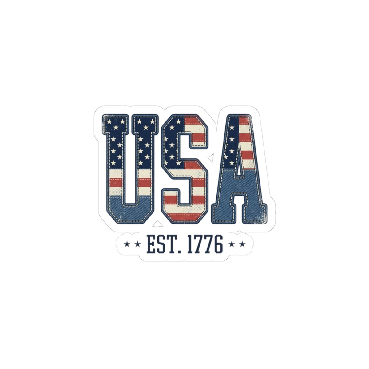 USA Est. 1776 Sticker | 4th of July Vintage Americana, Stars &amp; Stripes Kiss-Cut