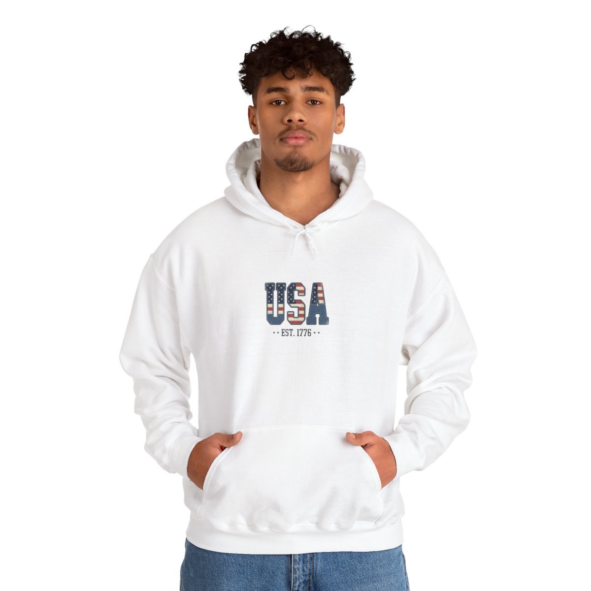 Vintage USA Stars Hoodie | 4th of July Americana, Red White Blue