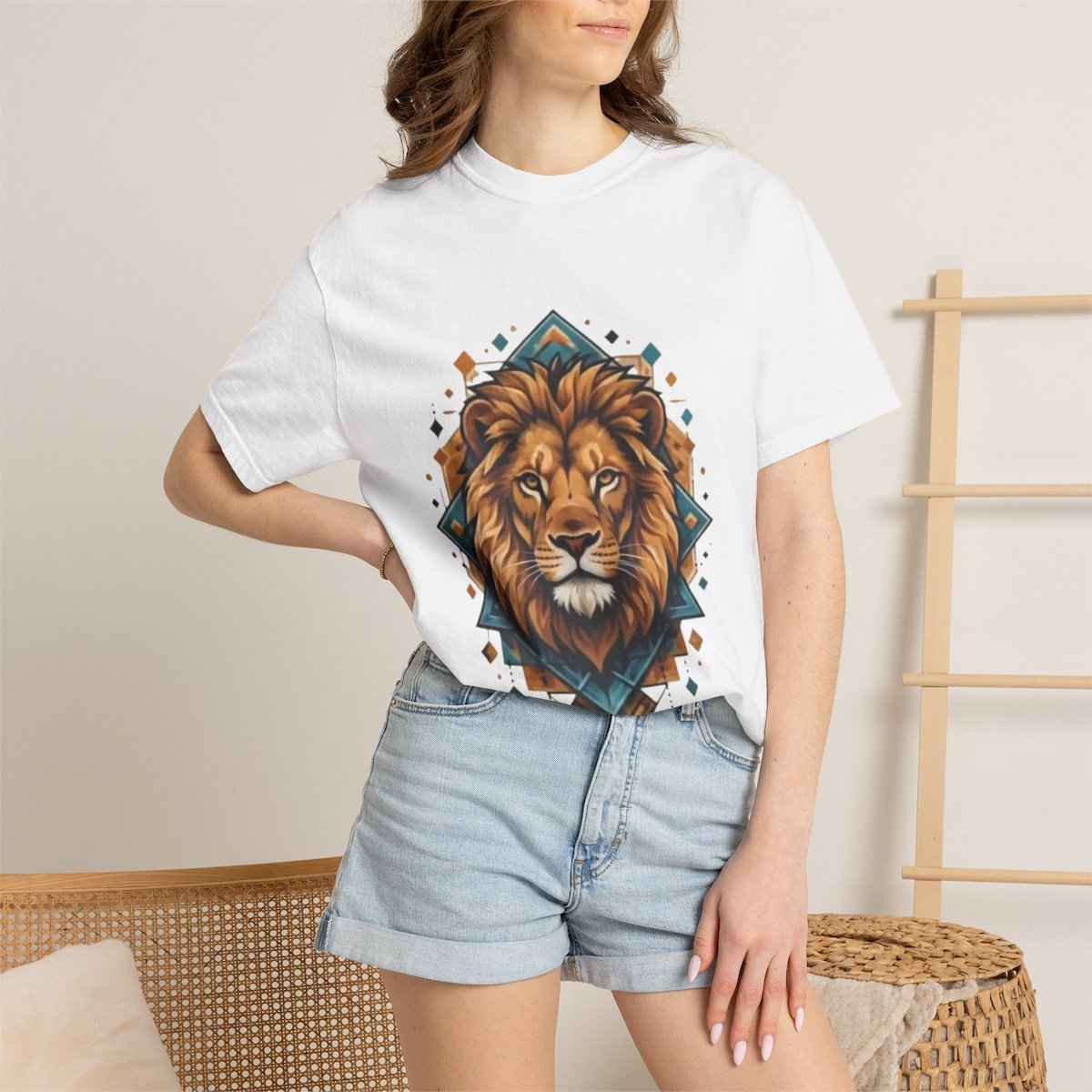 Lion Geometric Tee — Majestic Lion Head Graphic T-Shirt