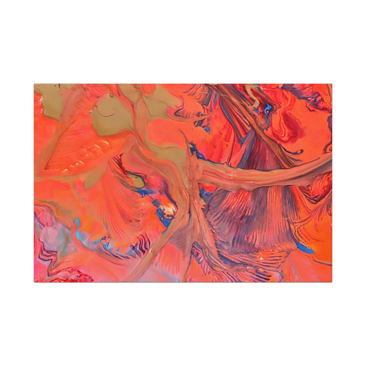 Abstract Orange Red Fluid Art Canvas Wrap (1.6")