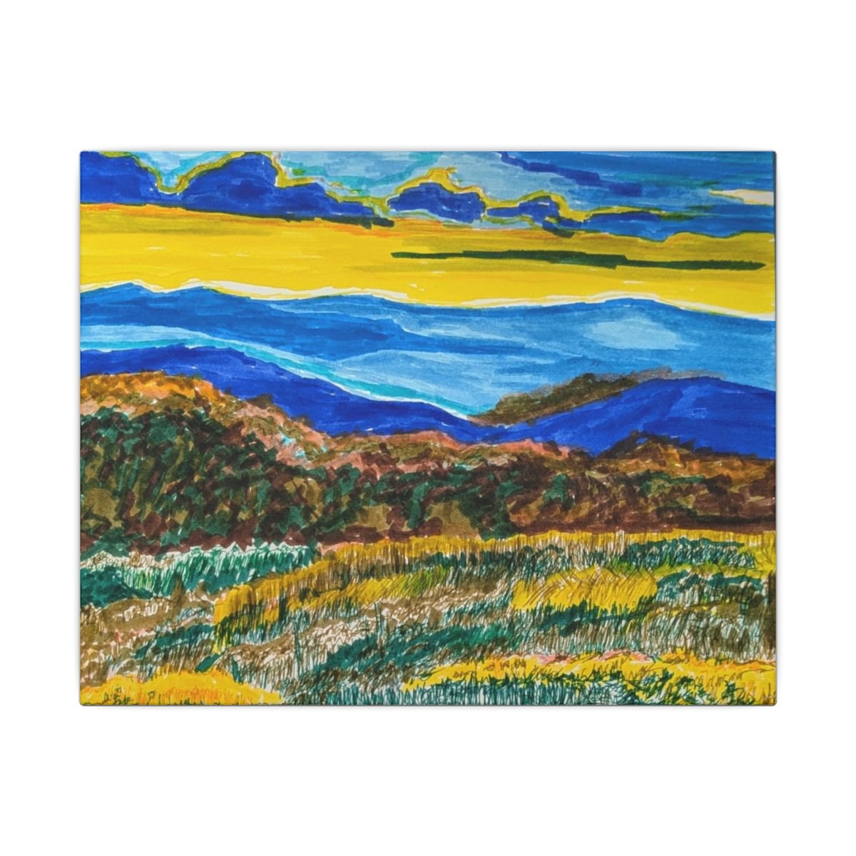 Vibrant Mountain Meadow Matte Canvas Wall Art — Stretched Landscape Print