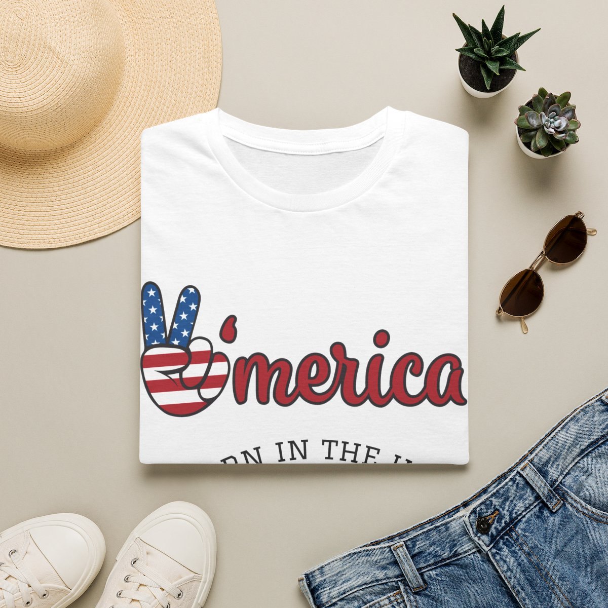 'Merica Peace Sign T-Shirt – Born in the USA Est. 1960 Patriotic Fourth of July Tee