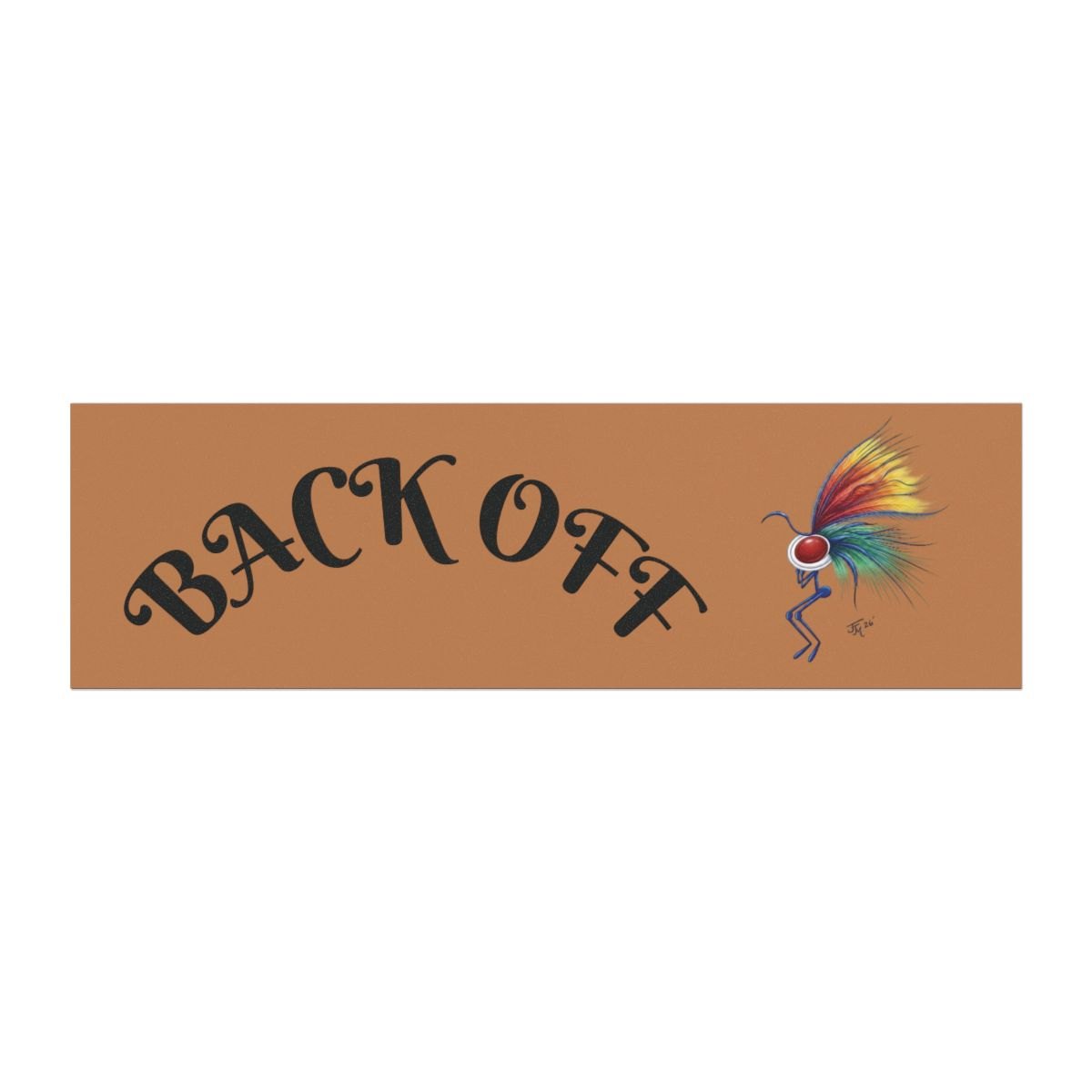 Back Off Car Magnet — Colorful Feathered Bug Design