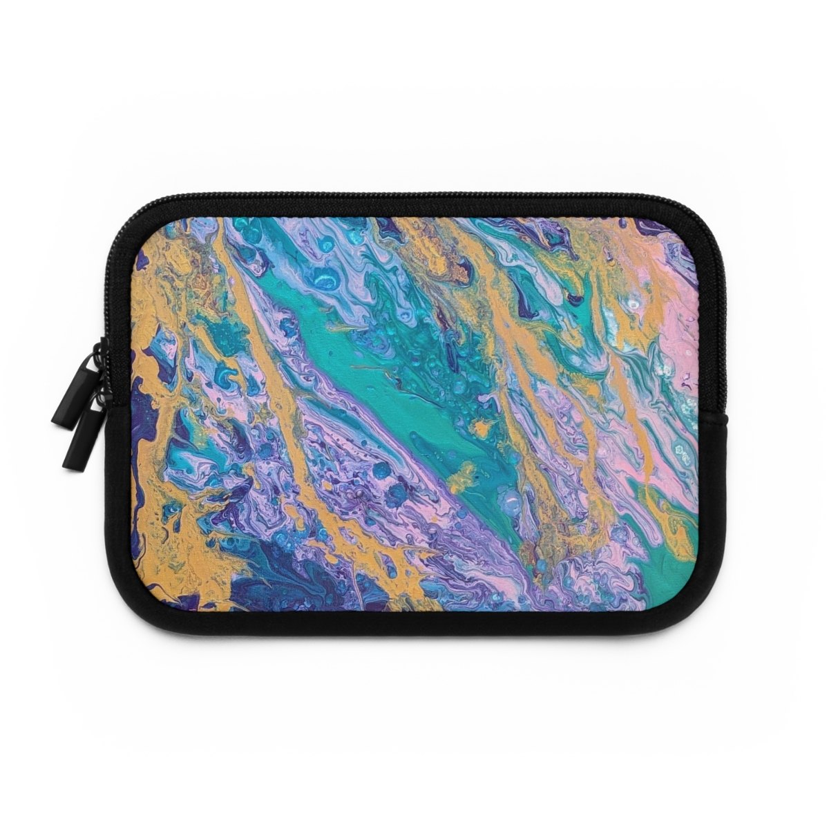 Abstract Marble Laptop Sleeve — Teal, Lavender &amp; Gold Protective Case