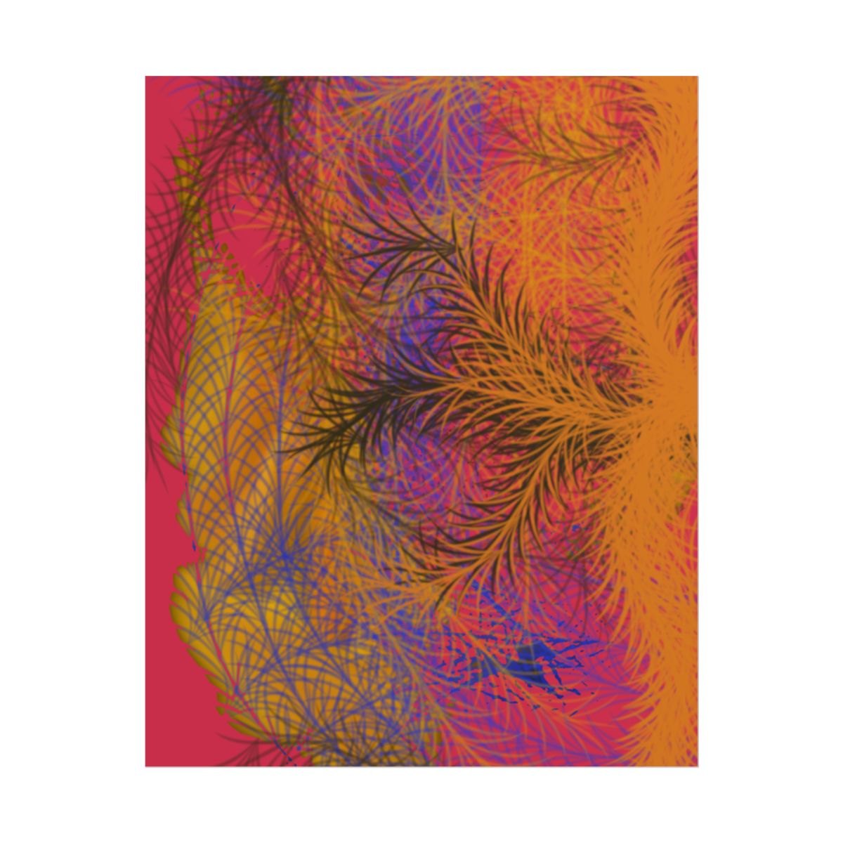 Abstract Tropical Feathers Rolled Poster – Vibrant Palm Frond Art Print