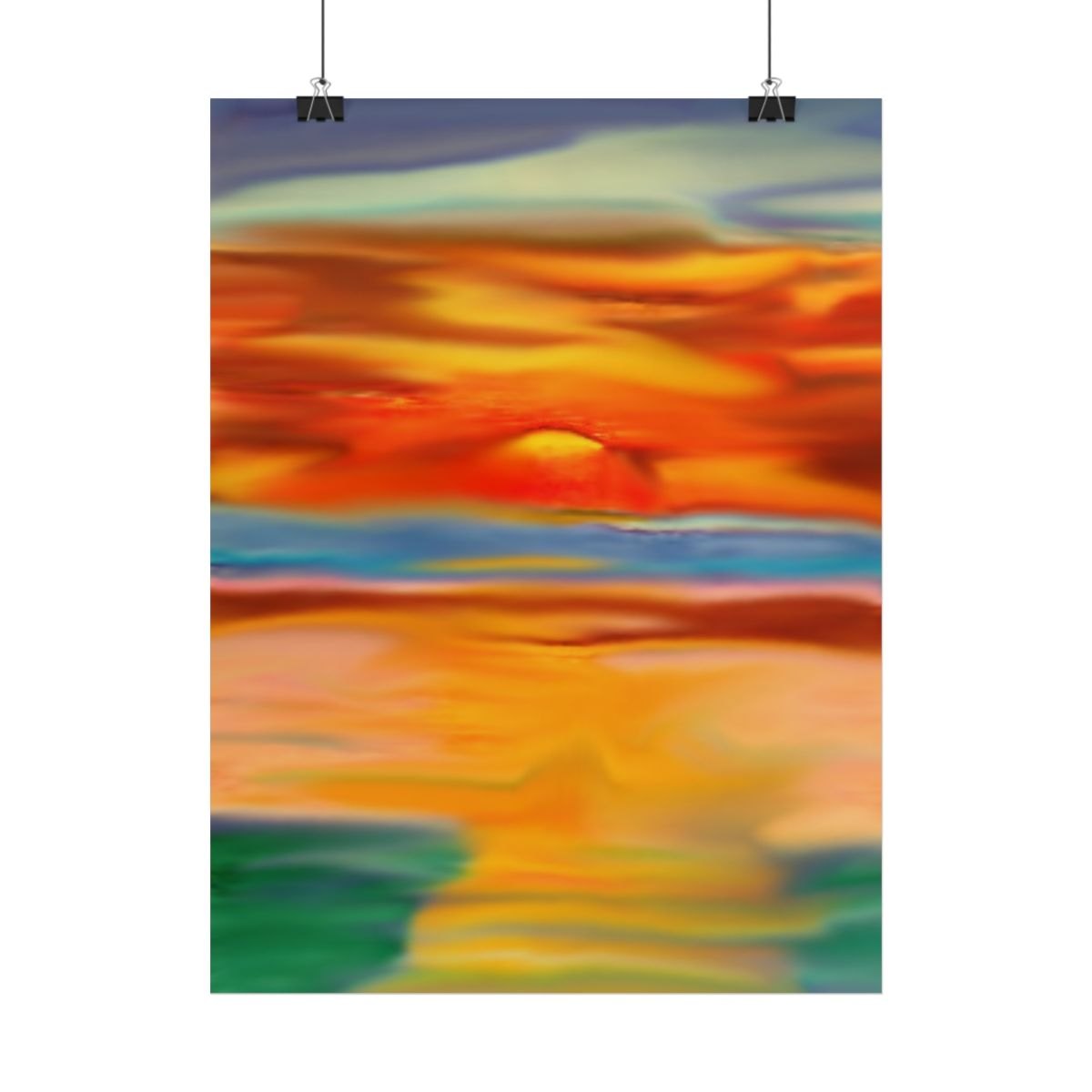 Sunset Abstract Poster — Colorful Ocean Horizon Rolled Art Print