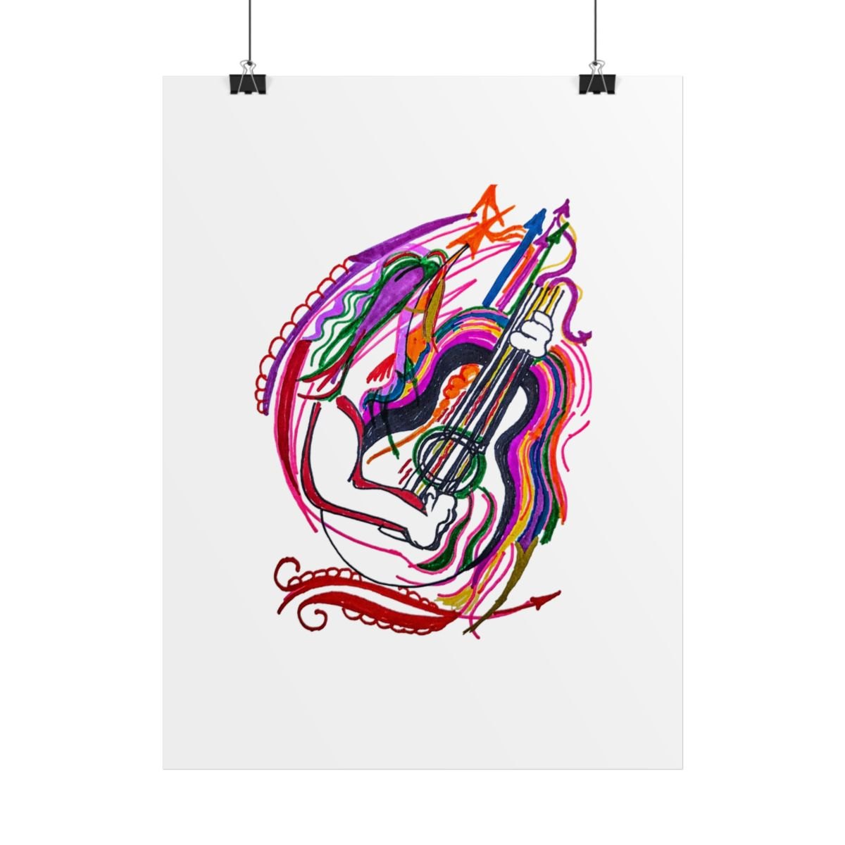 Guitar Art Poster — Colorful Abstract Music Wall Print