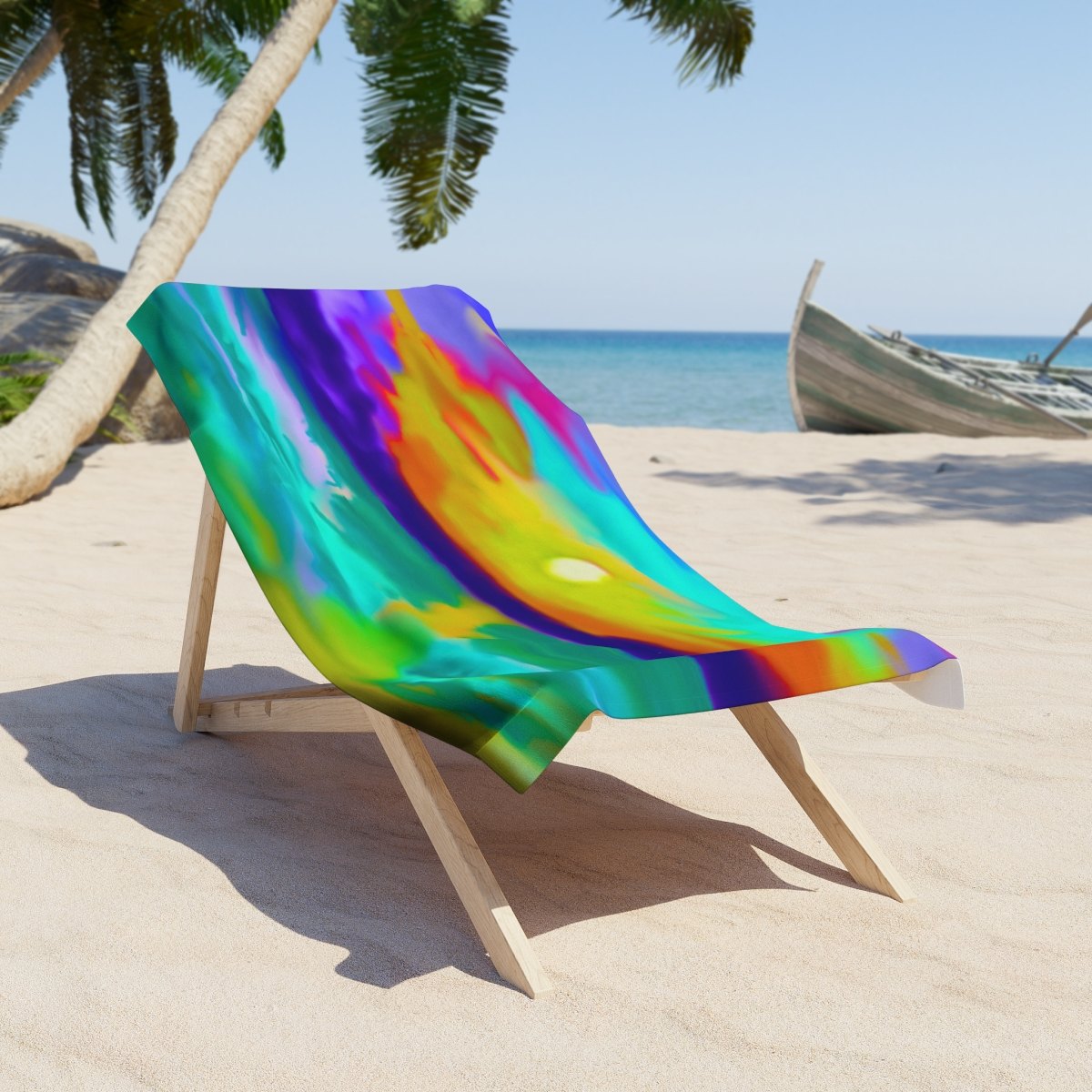 Vibrant Sunset Beach Towel — Colorful Tropical Sunset Ocean Design