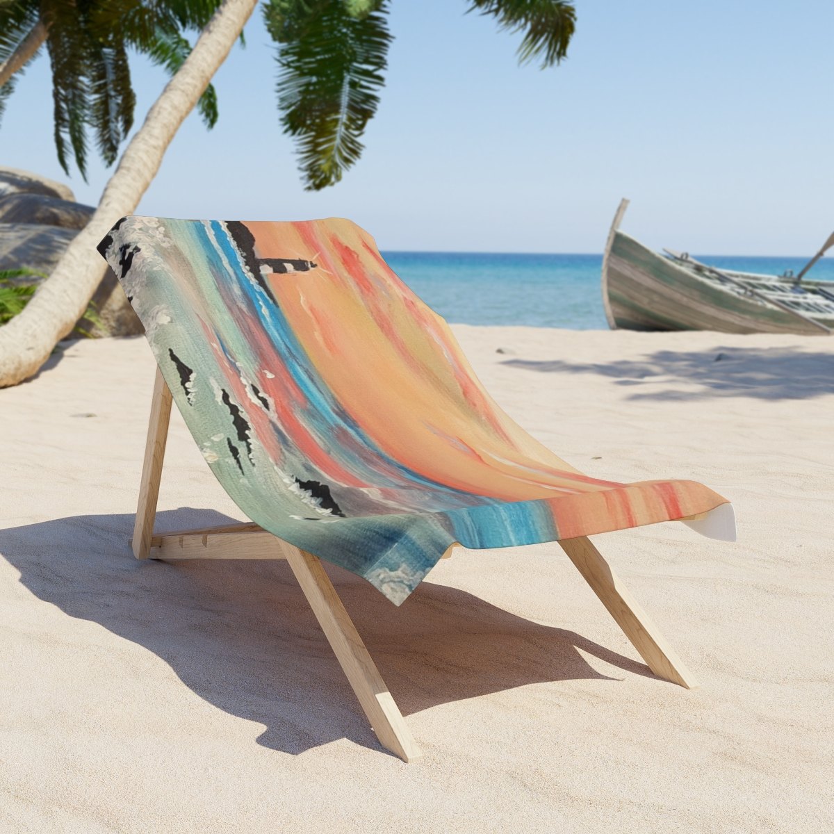 Sunset Lighthouse Beach Towel — Coastal Seascape Sunset Print