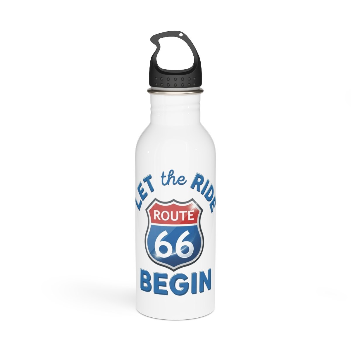 Route 66 Stainless Steel Water Bottle – 'Let the Ride Begin' Retro Travel Bottle