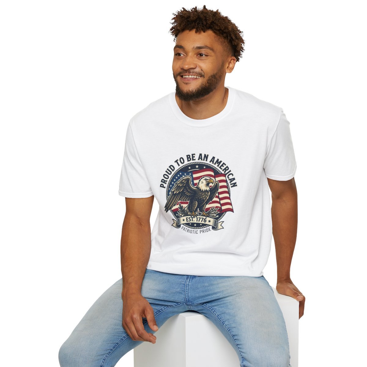 Patriotic Eagle T-Shirt — "Proud to Be an American" Flag Graphic