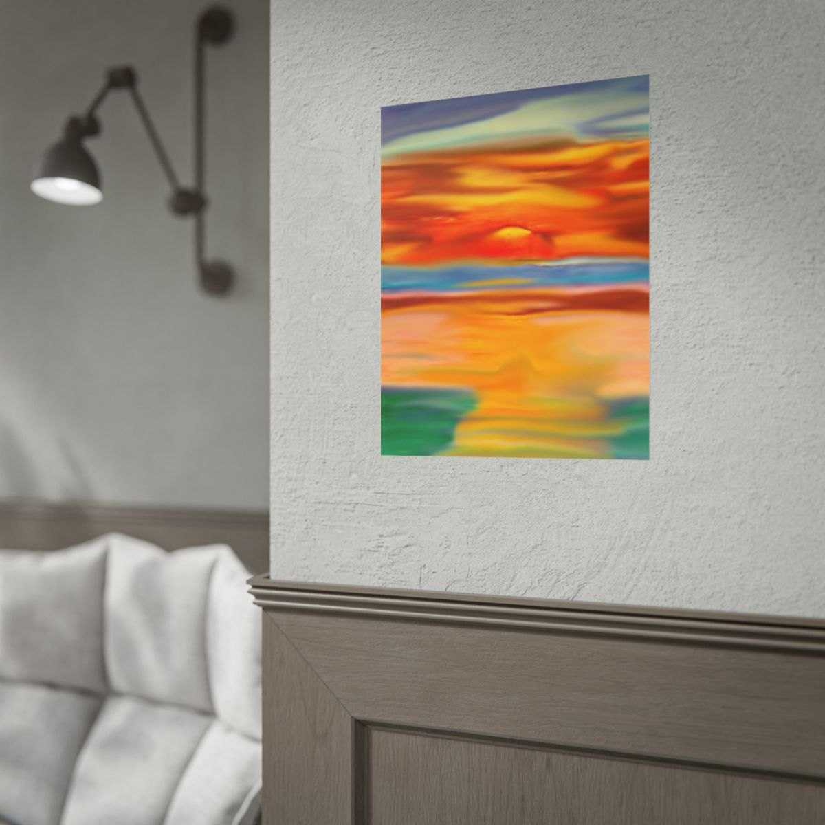 Sunset Abstract Poster — Colorful Ocean Horizon Rolled Art Print