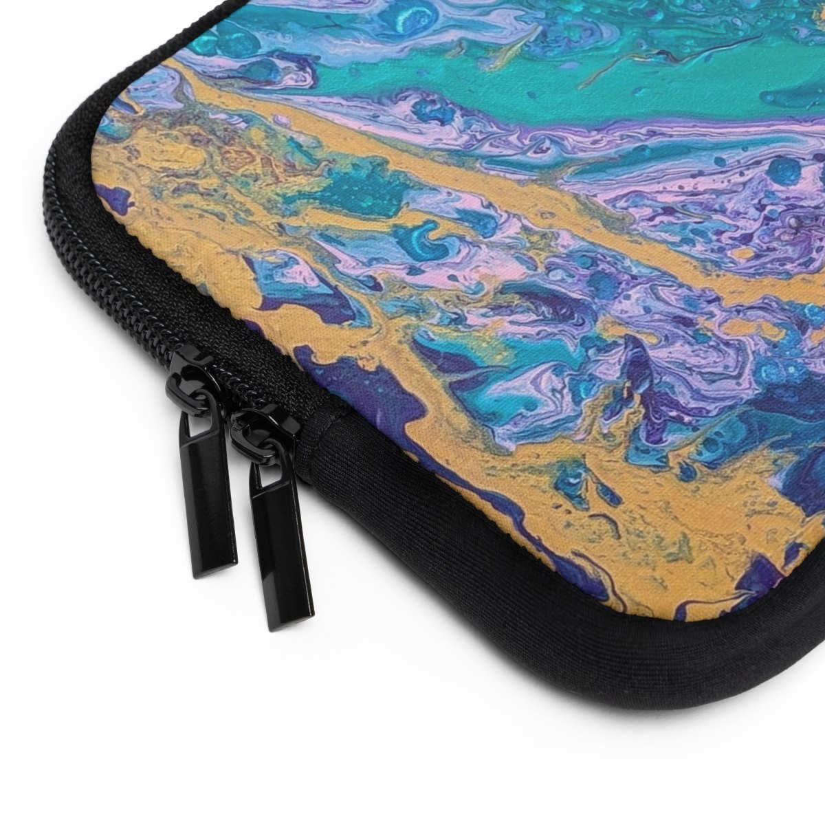 Abstract Marble Laptop Sleeve — Teal, Lavender &amp; Gold Protective Case
