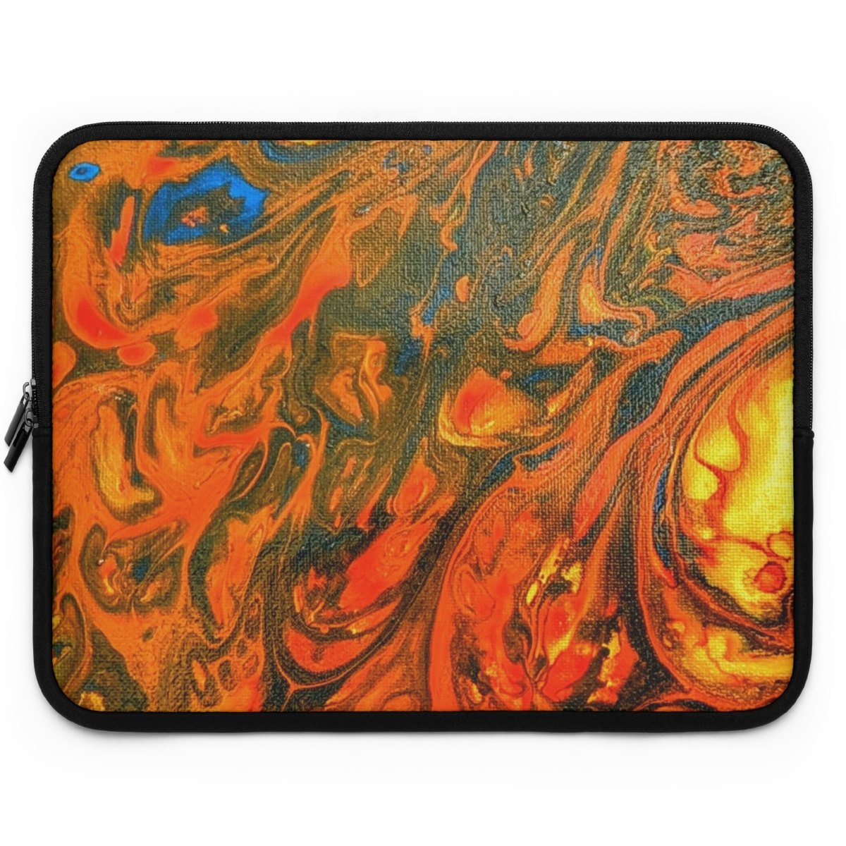 Abstract Lava Flow Laptop Sleeve — Bold Orange Swirl Protective Case