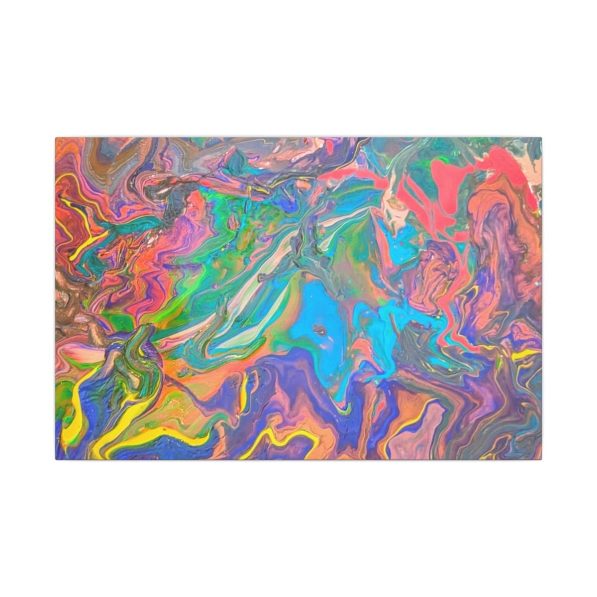 Abstract Rainbow Swirl Matte Canvas Art — Vibrant Fluid Painting Wall Decor
