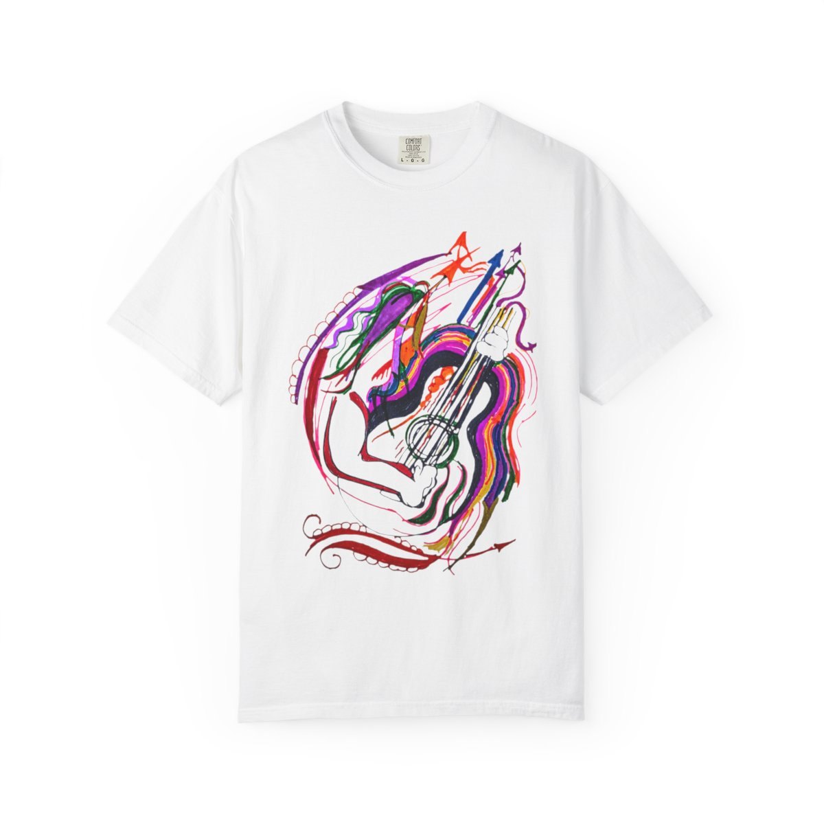 Colorful Guitar Art Unisex T-Shirt, Music Lover Gift, Casual Wear, Concert Apparel, Vibrant Graphic Tee