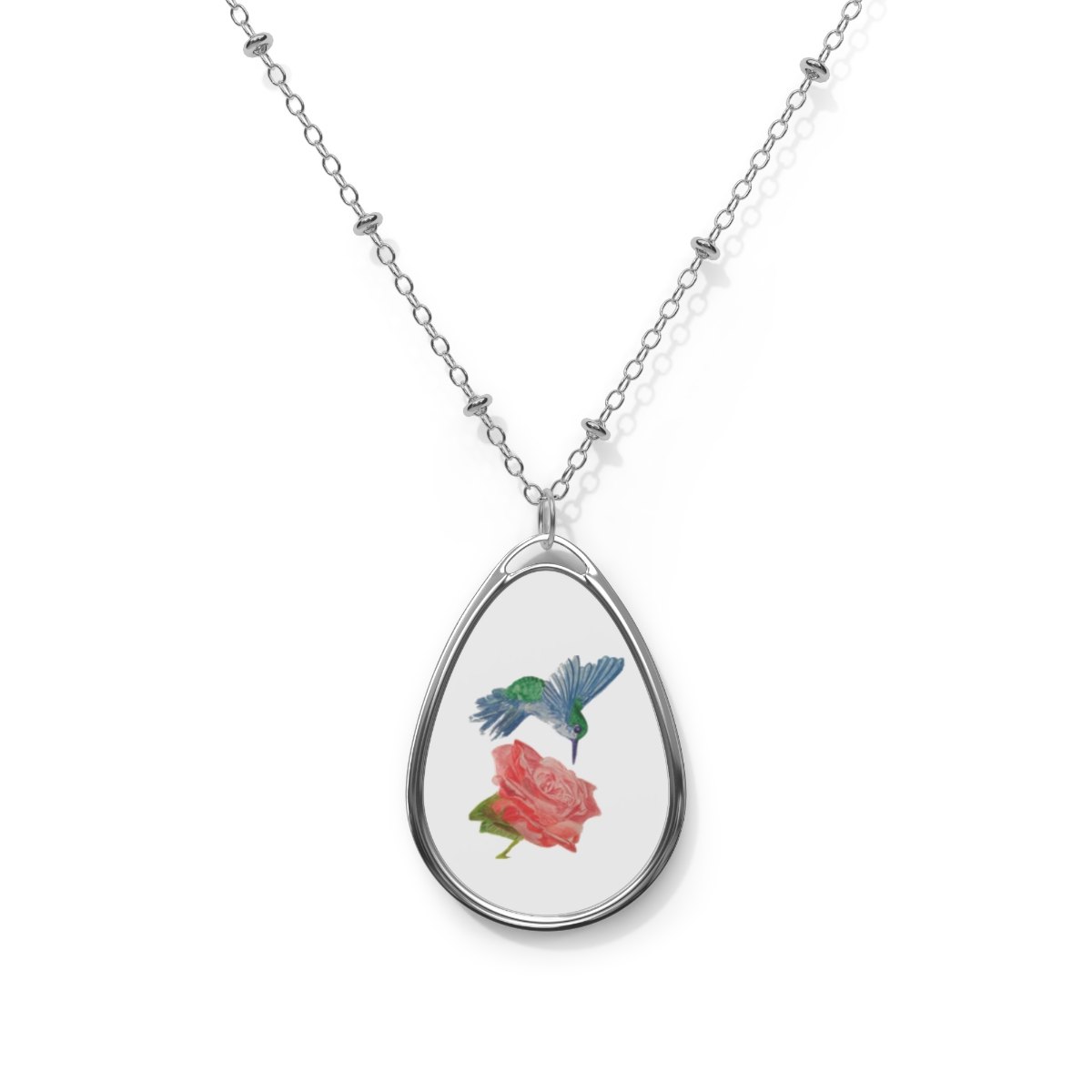 Necklace hummingbird rose design