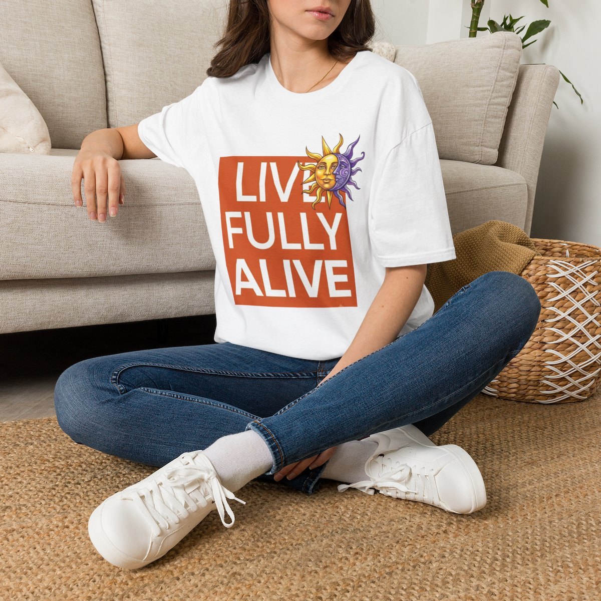 Live Fully Alive Sun Graphic T-Shirt