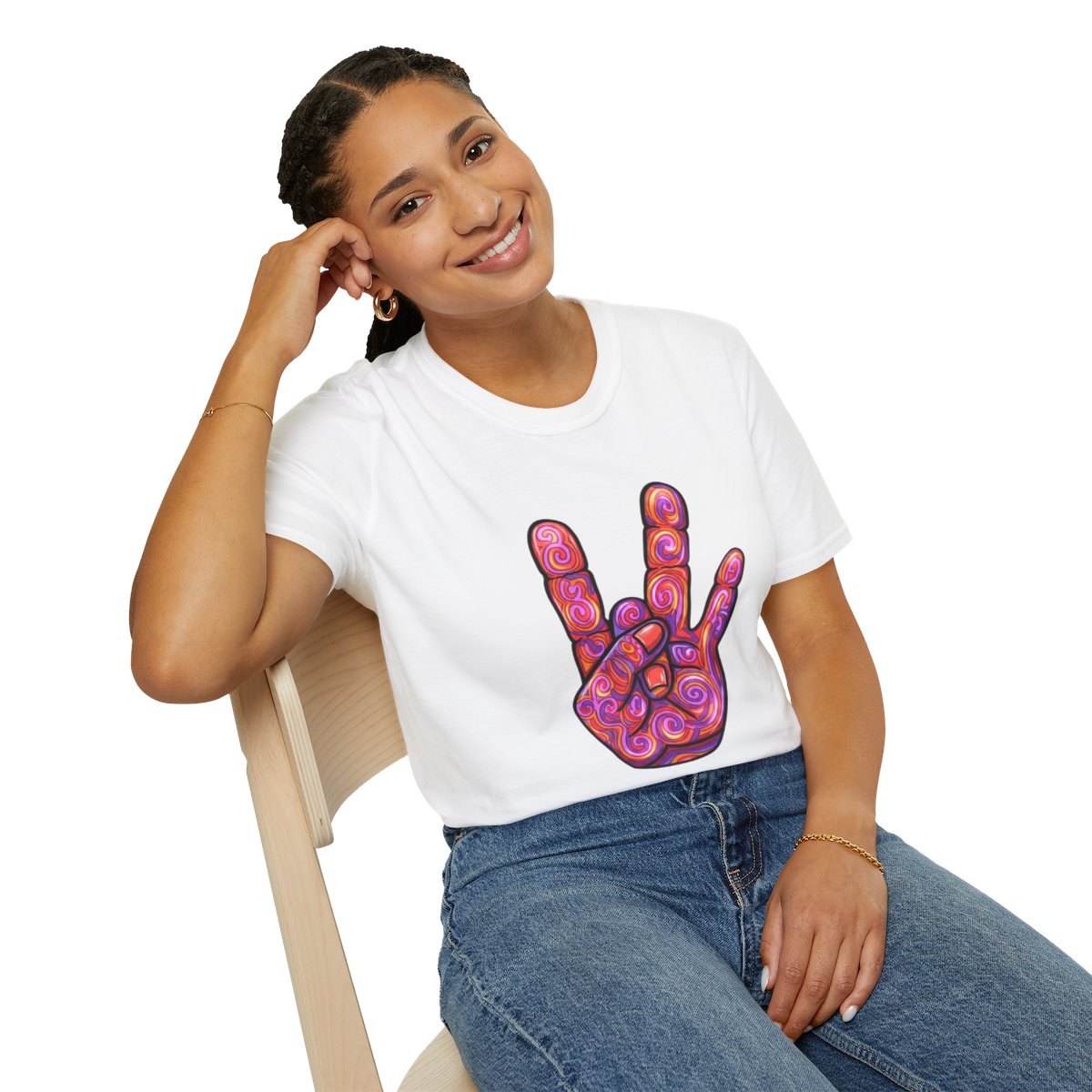 Psychedelic 'Love' Hand T-Shirt – Colorful ASL Peace Sign Tee