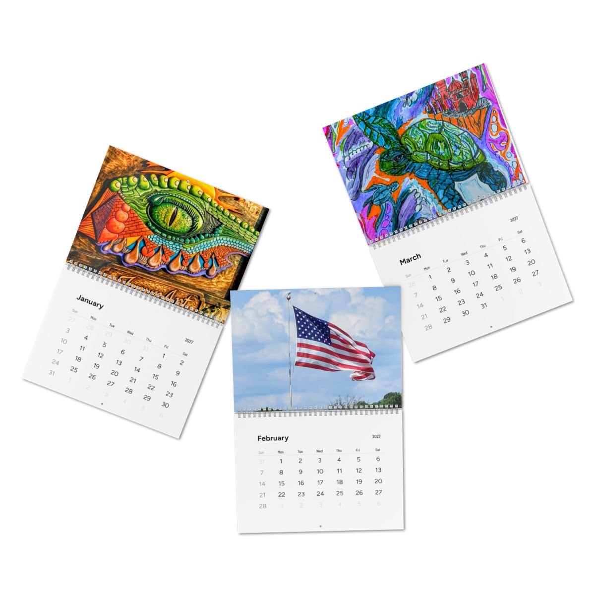 2027 Artistic Wall Calendar — Colorful Wildlife &amp; Abstract Art Monthly Planner