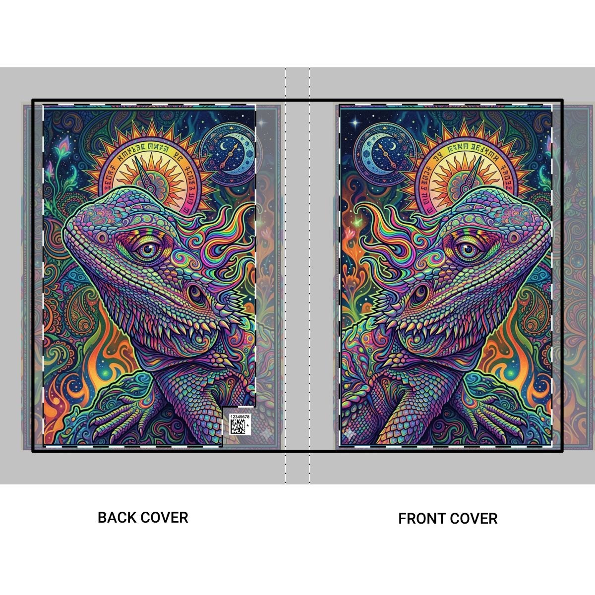 Psychedelic Bearded Dragon Hardcover Journal – Colorful Trippy Reptile Notebook