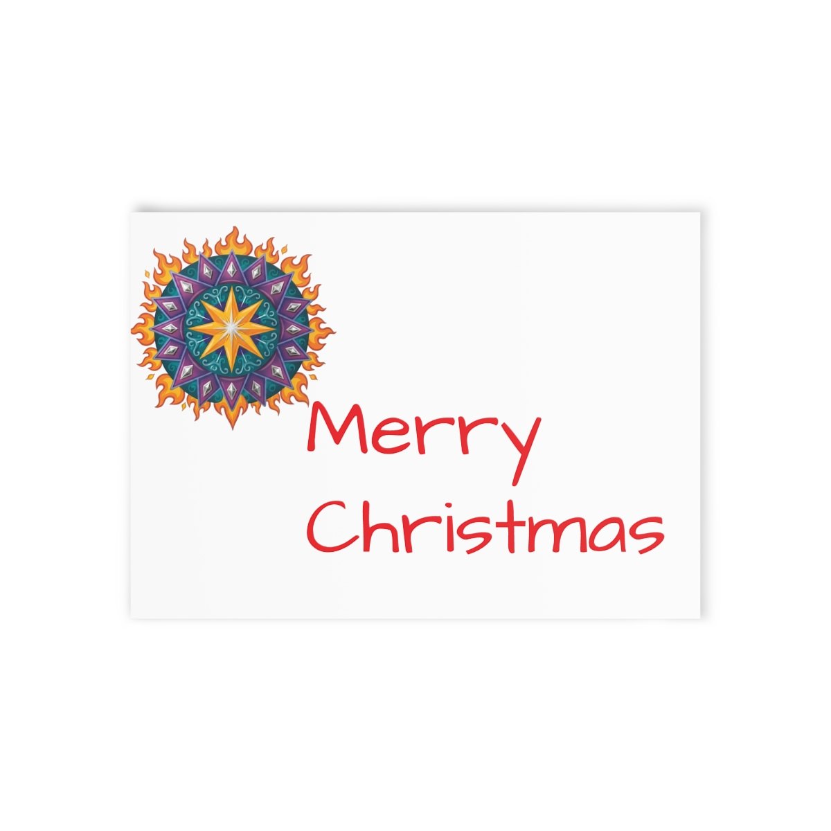 Merry Christmas Holiday Card — Colorful Star Mandala One-Sided Greeting
