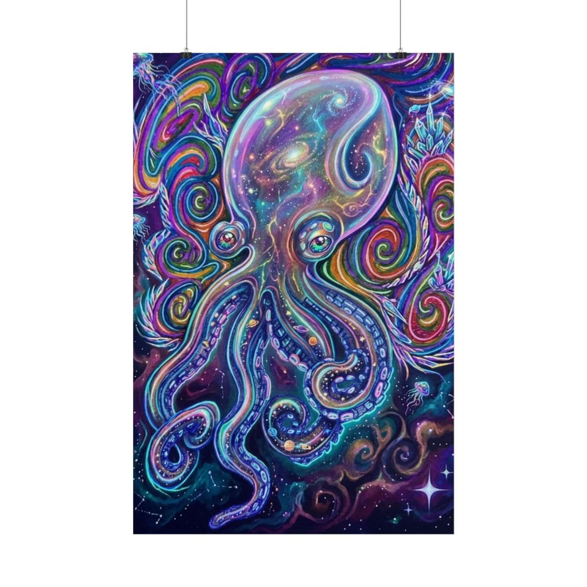 Psychedelic Cosmic Octopus Poster - Rolled Art Print