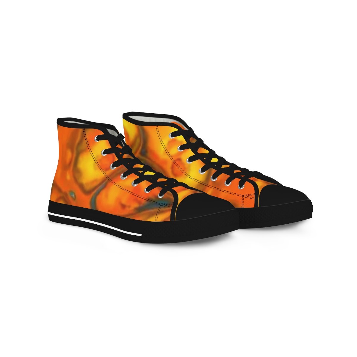 High Top Sneakers — Vibrant Orange Abstract Flame Design