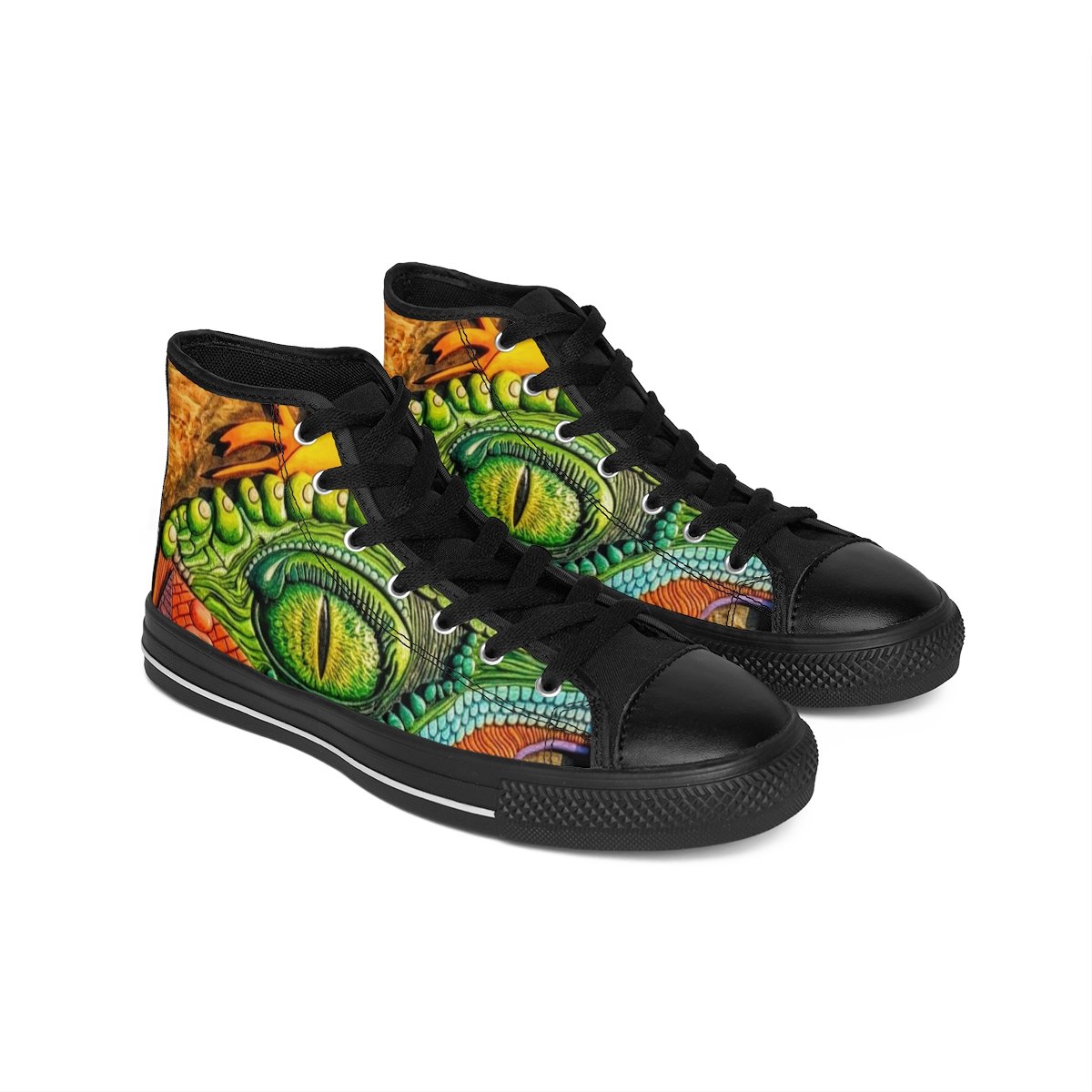 Reptile Eye High-Top Sneakers — Bold Lizard Print Men’s Classic Sneakers
