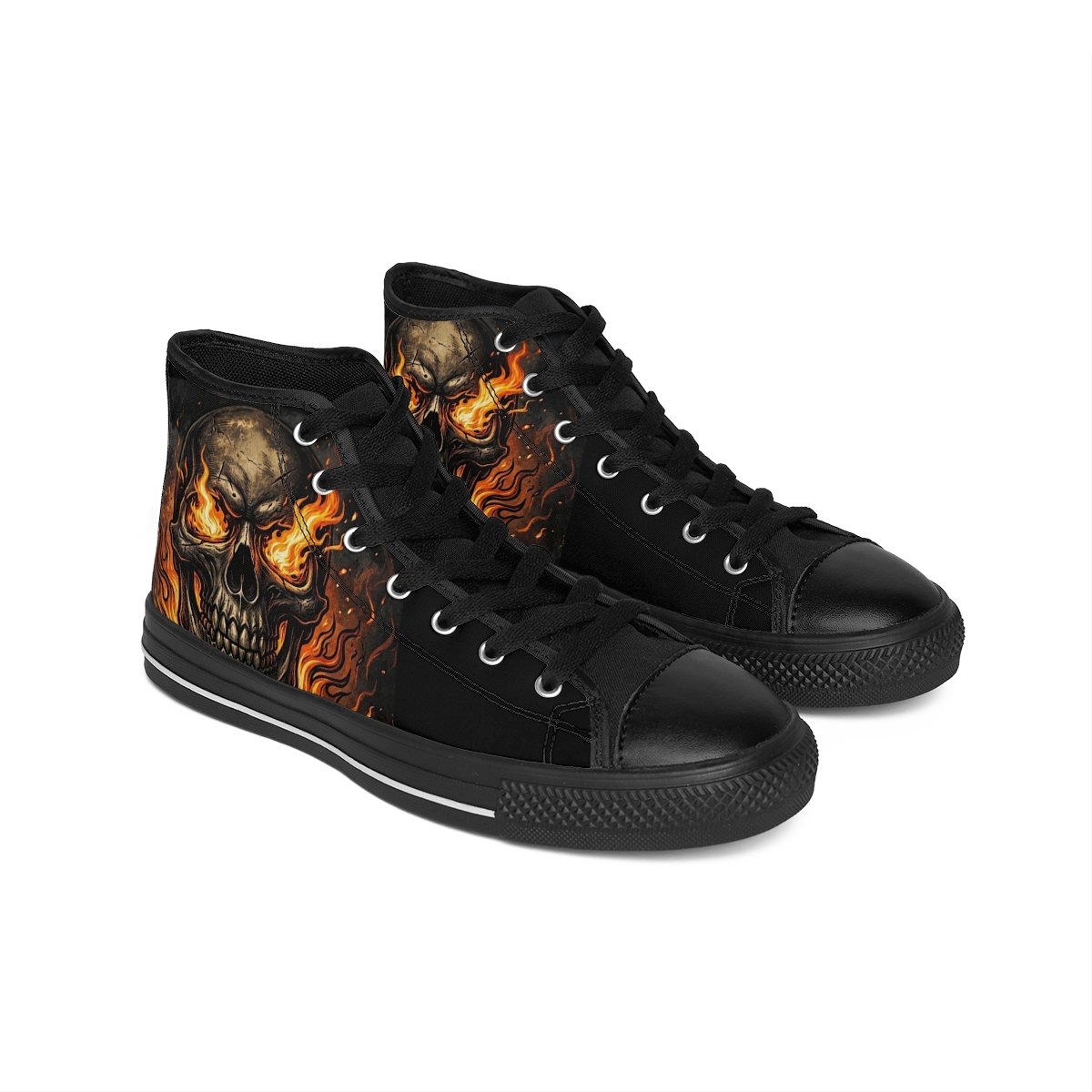 Flaming Skull High-Top Sneakers