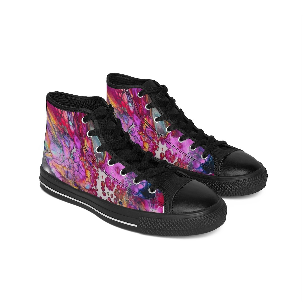 Abstract Pink Marble High-Top Sneakers