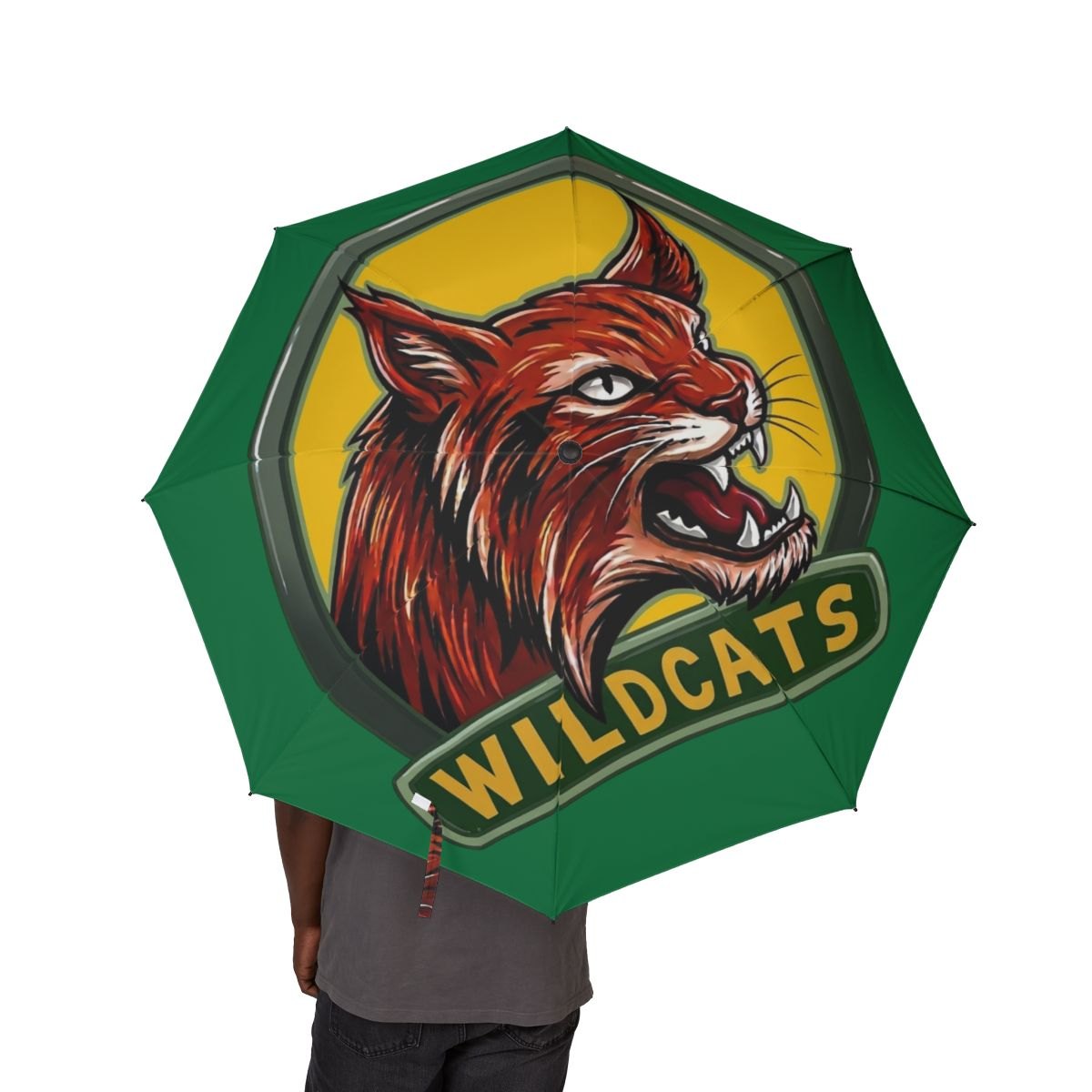 Fierce Wildcats Logo Foldable Umbrella — Portable Semi‑Automatic Rain Shield