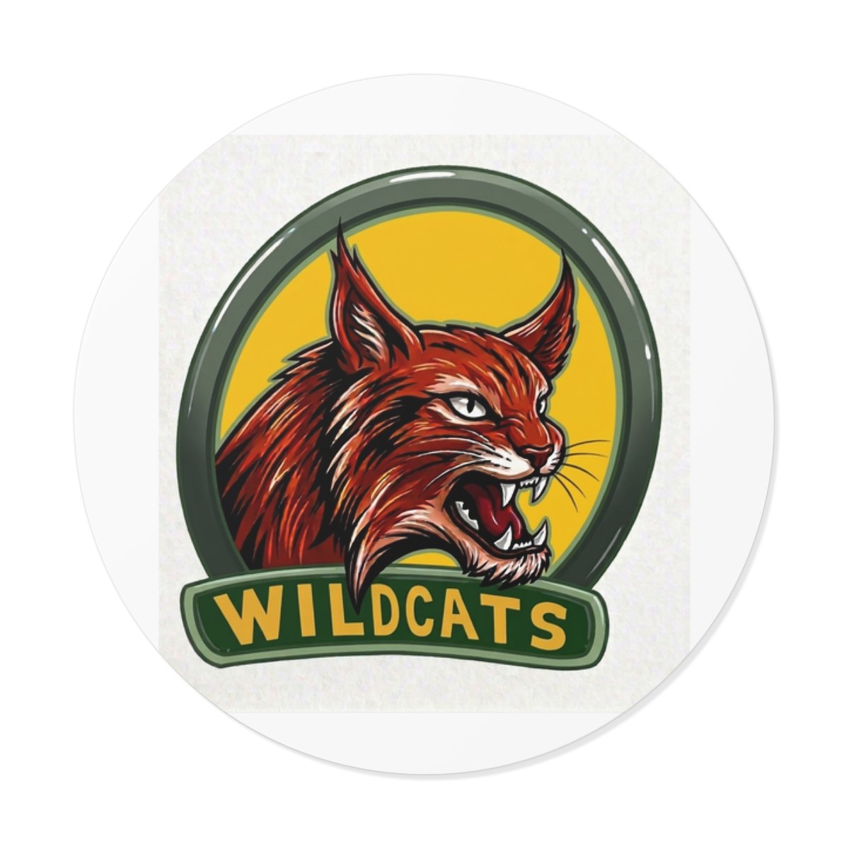 Wildcats Round Vinyl Sticker — Fierce Lynx Logo Sticker for Laptops, Water Bottles &amp; Gear